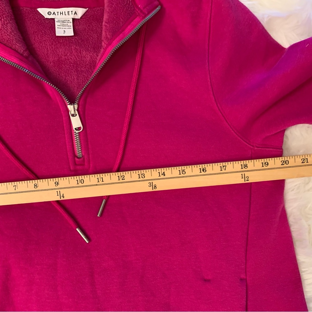 Athleta Cozy Karma 1/4 Zip Pullover Plush Fleece Bright Fuschia Hot Pink Small - Picture 8 of 14